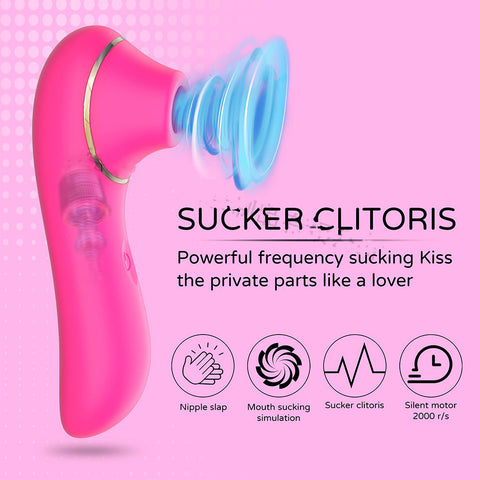 Dual Pleasure Massager - Intimate pink clitoral sucker with powerful frequency and user-friendly design.