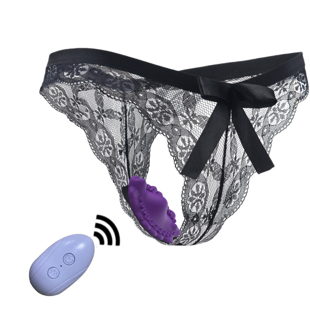 APP-Styrt Vibrerende Undertøy – elegant, lace thong with remote-controlled vibrator for handsfree pleasure.