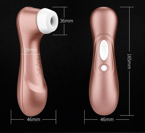 Satisfyer Pro2 multi-mode vibrator showing detailed dimensions and sleek design.