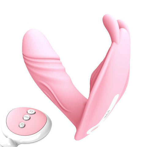 Invisible Touch Butterfly vibrator, pink design, medical silicone, USB charging, 10 vibration frequencies, discreet pleasure.