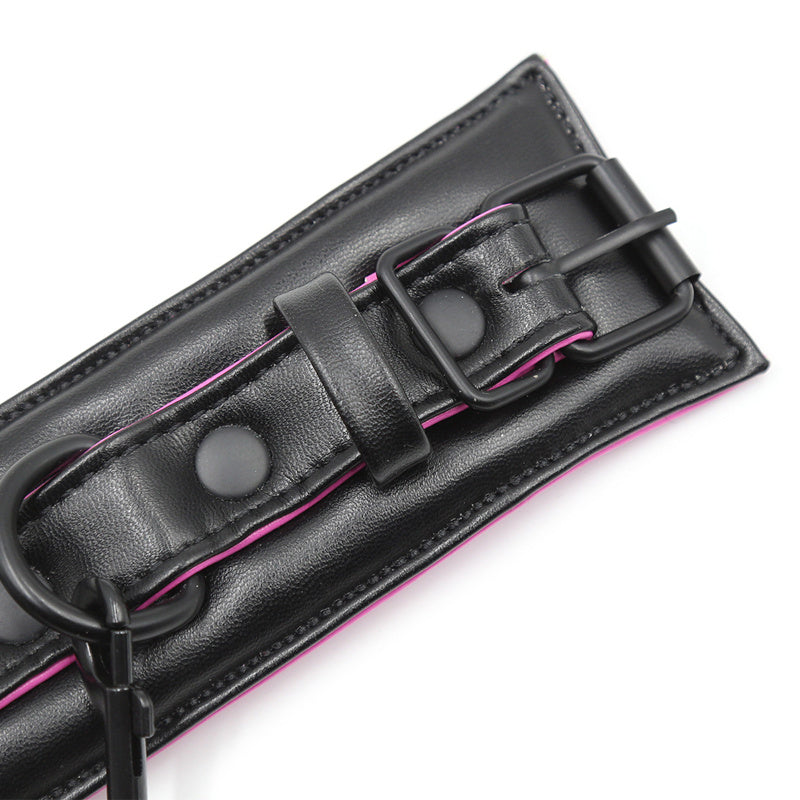Close-up of the Leather Handcuffed Set showcasing adjustable straps and detailing for BDSM play.