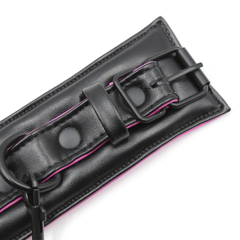 Close-up of the Leather Handcuffed Set showcasing adjustable straps and detailing for BDSM play.