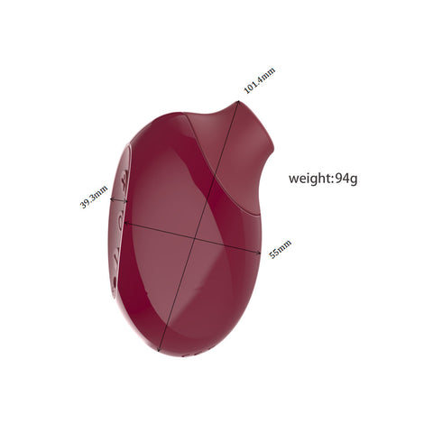 CrimsonWave kompaktn USB-lader vibrator i burgunderrød, måling 101.4mm x 55mm x 39.3mm, vekt 94g.