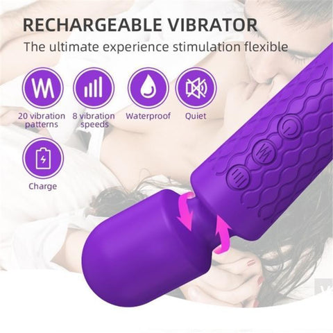 Magic Wand - Vibrator with 20 patterns, 8 speeds, waterproof, and quiet design for ultimate pleasure.