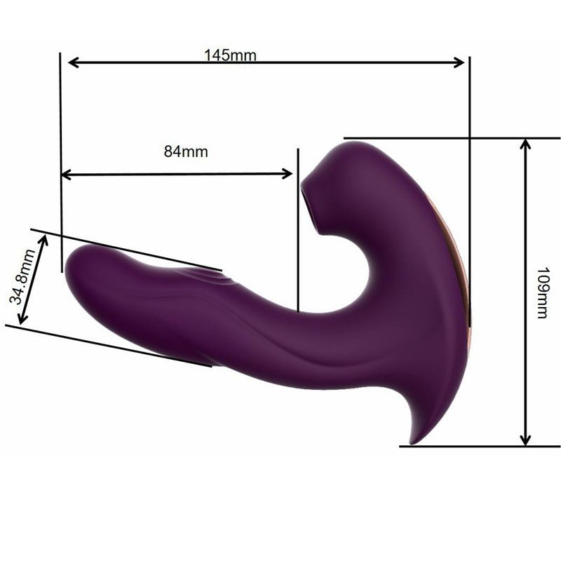 The Purple - Vibrator dimensions with measurements for optimal performance in adult toys.