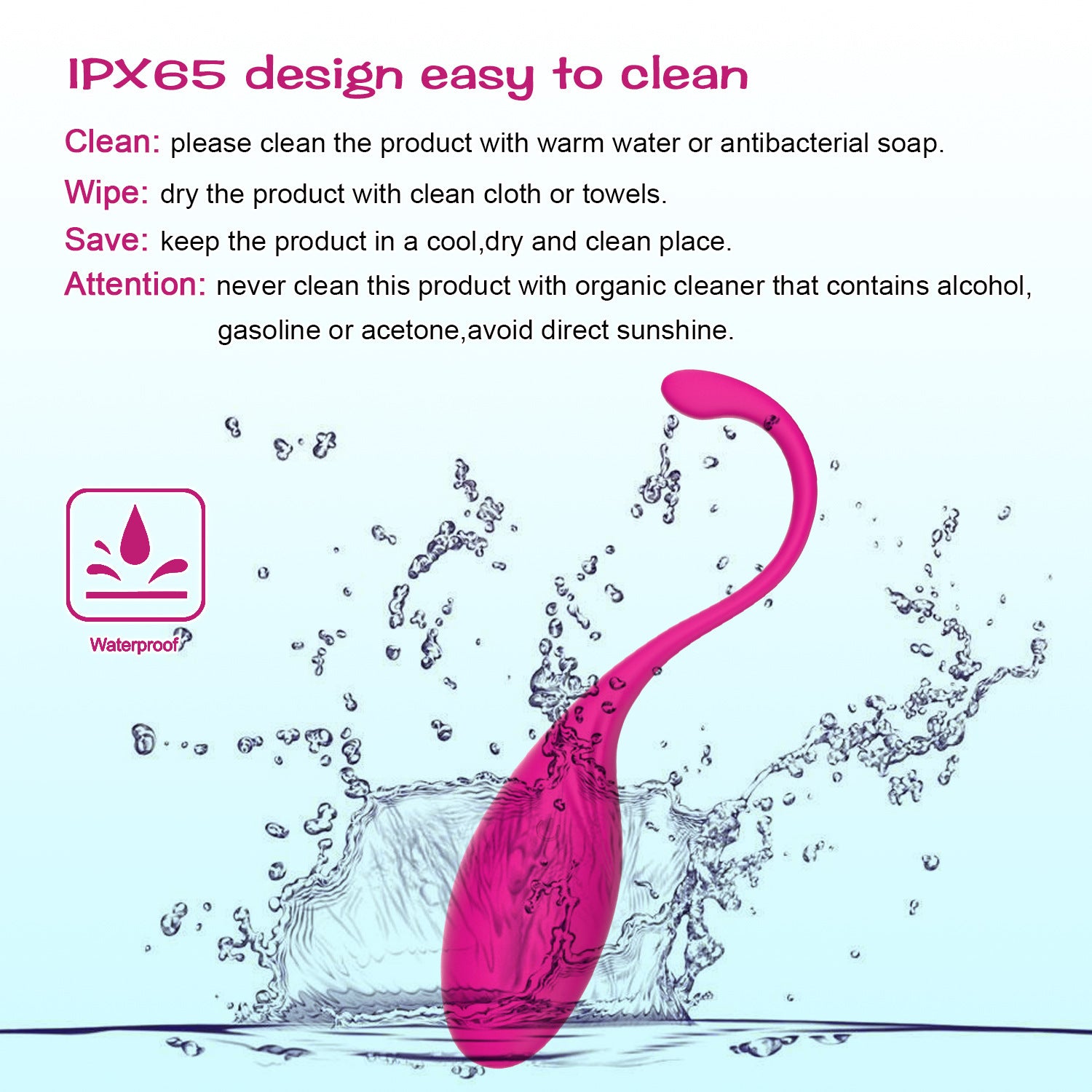 TightEase Pro waterproof design easy to clean with vibrant pink color and IPX65 rating for optimal pelvic floor training.