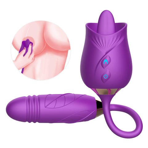 FloraLuxe Tongue vibratorer i blomsterdesign med myk silikonovertrekk for lekende stimulering.