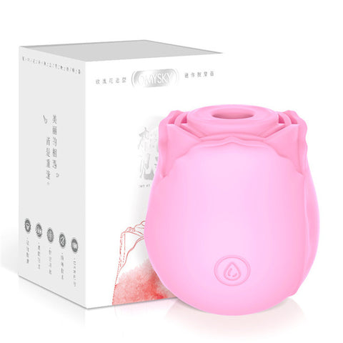 FlirtEase Mini pink vibrator with elegant flower design in packaging, perfect for discreet enjoyment and relaxation.