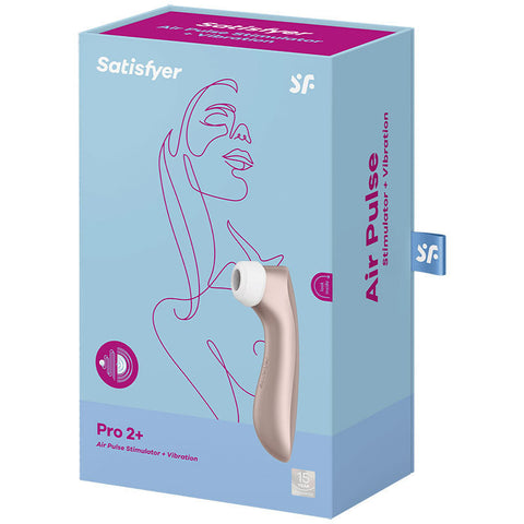 Satisfyer Pro2 - Multi-mode vibrator packaging showcasing air pulse stimulation and vibration features.