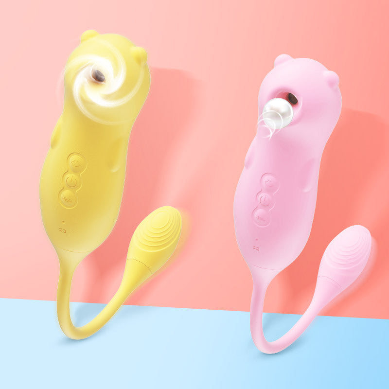 VibraLuxe Duo – 2-i-1 Massasjestav med Vibrasjon og Puls i gult og rosa, perfekt for variasjon og nytelse.