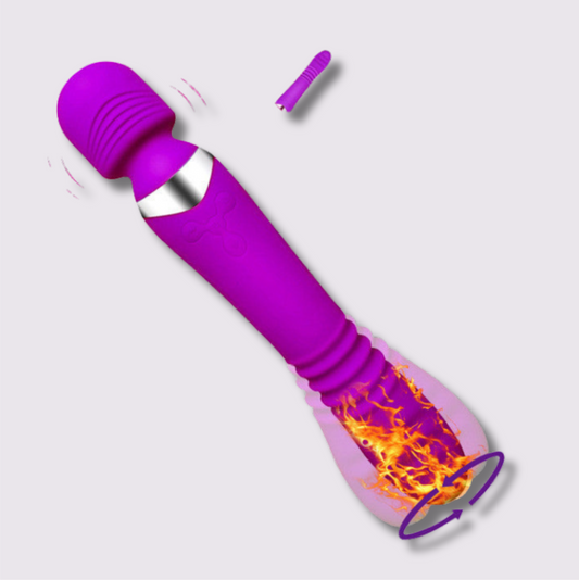 Lianqi Harmony vibrator in purple with ergonomic design and heating feature, showcasing its telescopic motion.