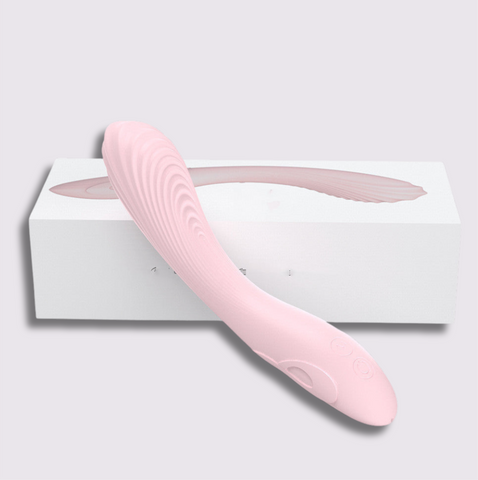 PureWave silikonvibrator i lyserosa med bølgete design og elektrisk kontroll for voksne nytelse.