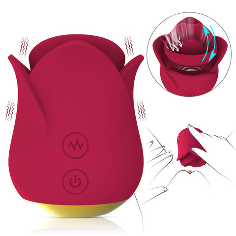 Bite Tongue Licking Rose Vibrator with sensual design and intense vibration features.