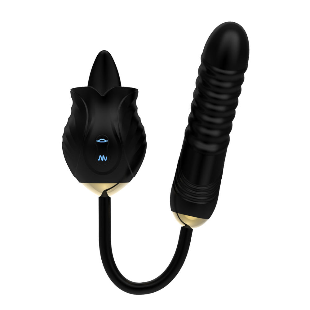 FloraLuxe Tongue – Elegant elektrisk vibrator med blomsterinspirert design for intens nytelse.