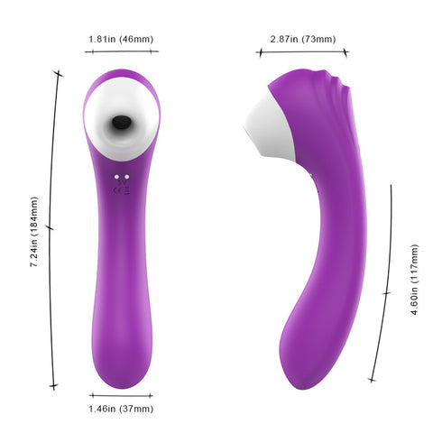 Sucking Vibrator, G-spot Massager with dimensions, waterproof, and quiet for discreet pleasure.