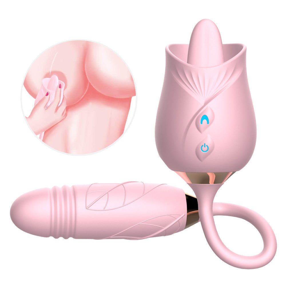 FloraLuxe Tongue elektrisk vibrator med blomsterdesign og lekende tunge-vibrasjonsfunksjoner.