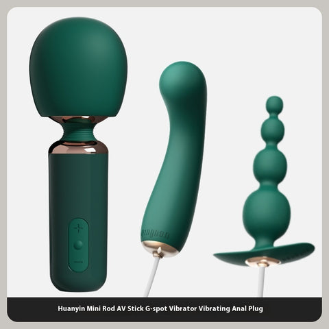Mini Massage Toys For Women – Huanyin Mini Rod AV Stick G-spot Vibrator and Anal Plug in a stylish green design.