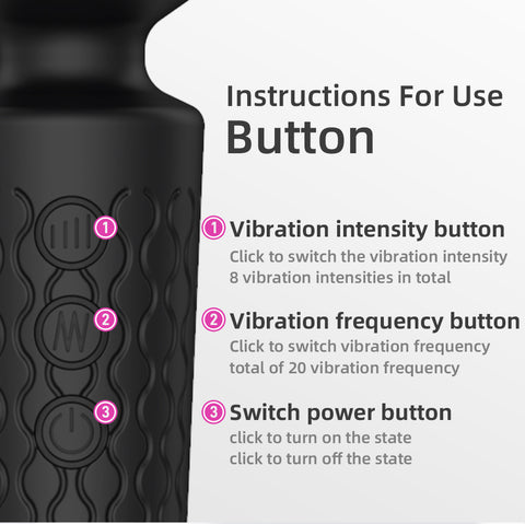 Instructions for use of the Magic Wand - Vibrator including vibration intensity and frequency buttons.